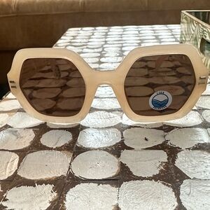 Stylish Hexagonal Cream Sunglasses by I-Sea